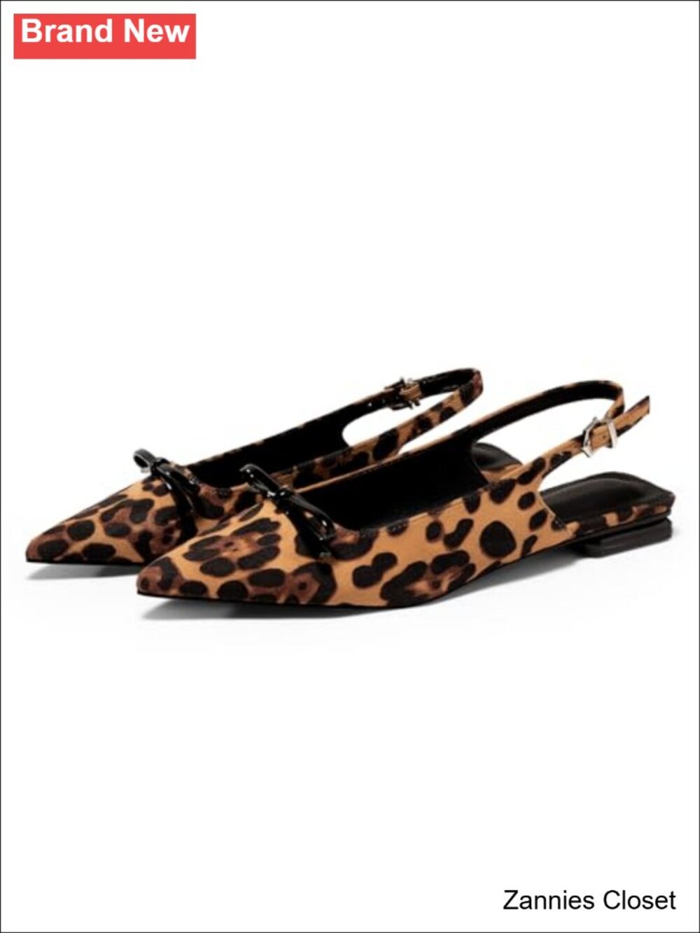 ✨ Coutgo Womens Slingback Flats Pointed Toe Bow Ballet Low Heel Work Shoes
